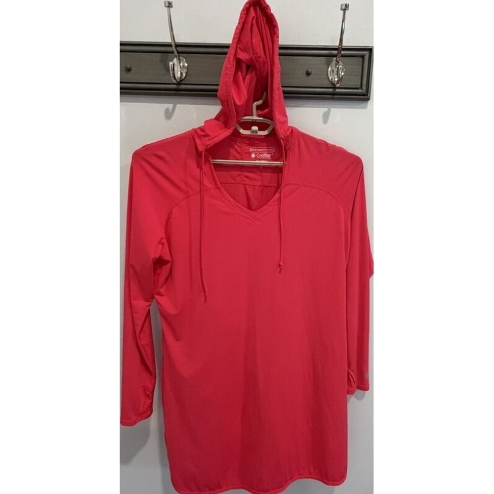 Coolibar Hot Pink Hooded Long Sleeve Cover Up Dress UPF 50+ UV Protection L